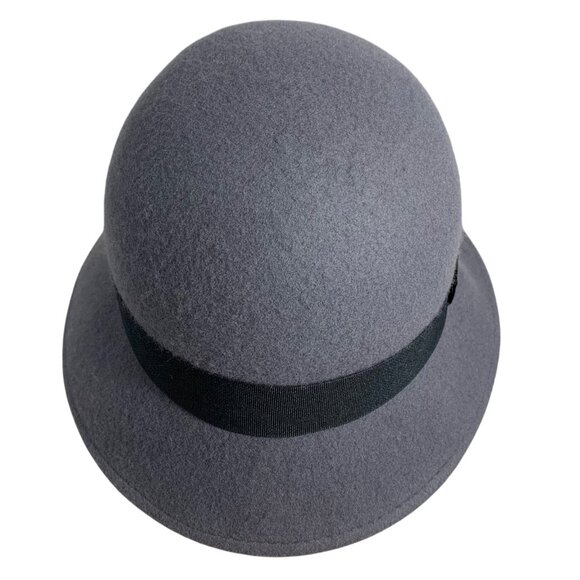 Womens Gray Wool Felt Flapper Cloche Bucket Bowler Hat One Size EUC - Picture 4 of 6